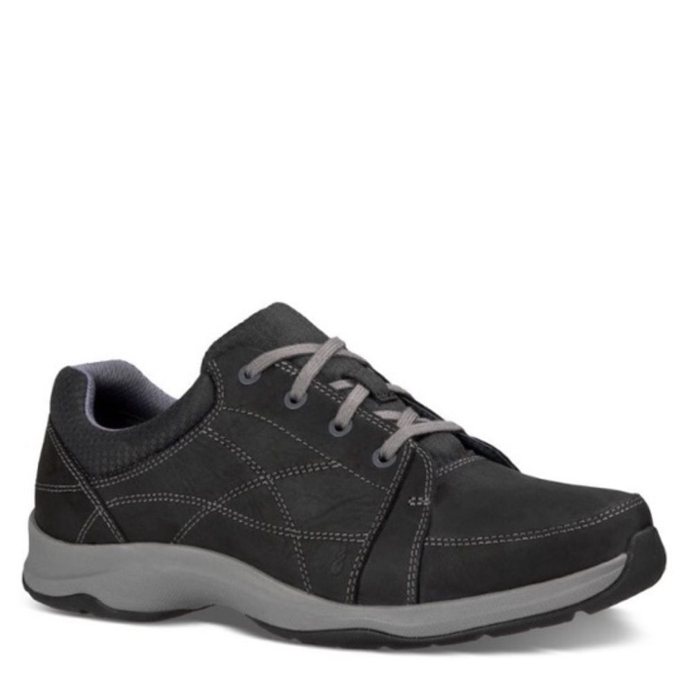 AHNU TARAVAL Waterproof Leather Non Marking Black Lace Up Sneakers Shoes